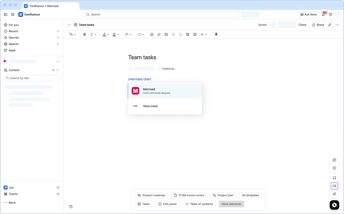 Mermaid plugin for Atlassian Confluence — embed live, editable Mermaid diagrams in Confluence pages so documentation stays in sync